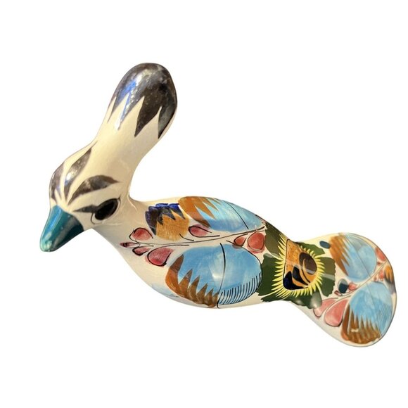 Handmade Mexican Peacock Ceramic Folk Art Figurine 8" Vintage Estate - Picture 3 of 12